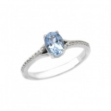 Δαχτυλίδι Λευκόχρυσο 14Κ BLUE TOPAZ (RI444 - RW219)